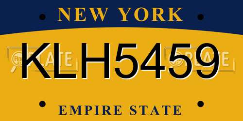 KLH5459 New York License Plate