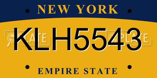 KLH5543 New York License Plate