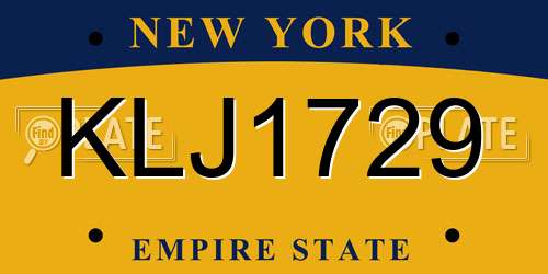 KLJ1729 New York License Plate