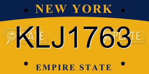 KLJ1763 New York License Plate