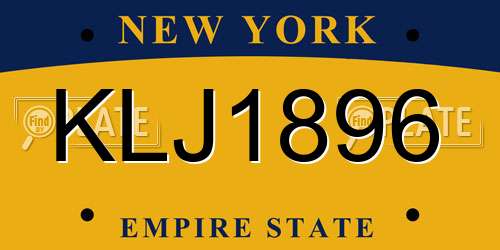 KLJ1896 New York License Plate