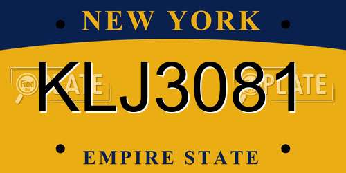 KLJ3081 New York License Plate