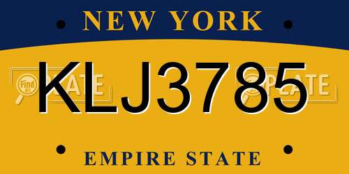KLJ3785 New York License Plate