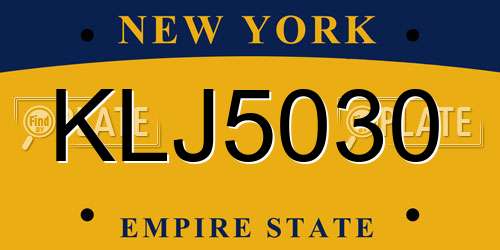 KLJ5030 New York License Plate