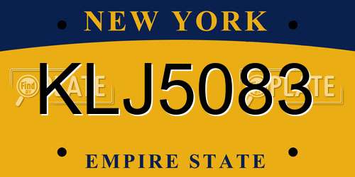 KLJ5083 New York License Plate