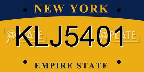 KLJ5401 New York License Plate