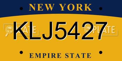 KLJ5427 New York License Plate