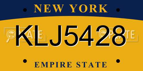 KLJ5428 New York License Plate