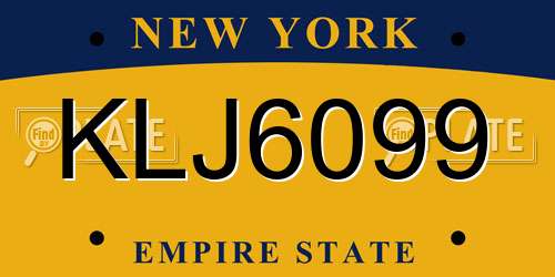 KLJ6099 New York License Plate