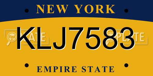 KLJ7583 New York License Plate