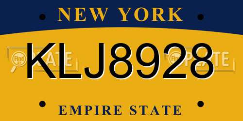 KLJ8928 New York License Plate