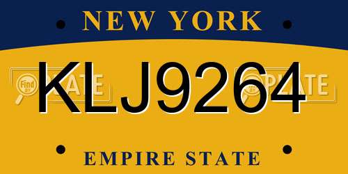 KLJ9264 New York License Plate