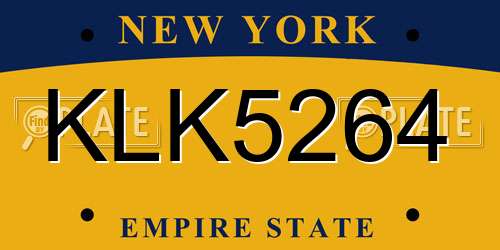 KLK5264 New York License Plate