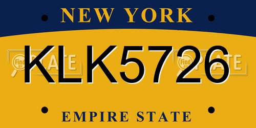 KLK5726 New York License Plate