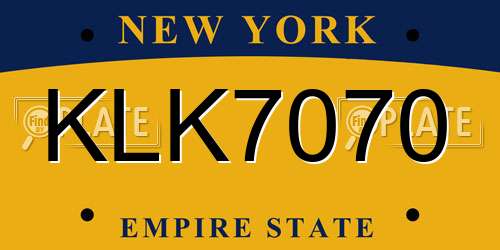 KLK7070 New York License Plate
