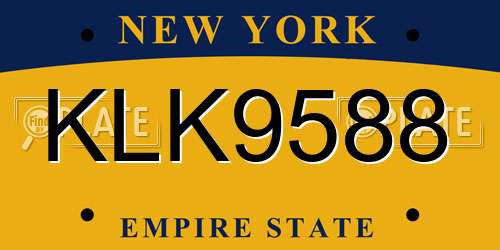 KLK9588 New York License Plate