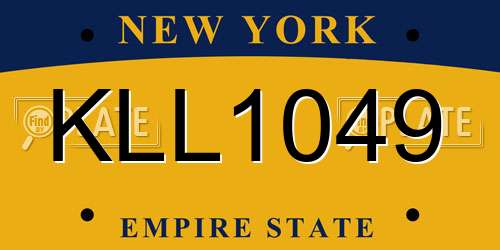 KLL1049 New York License Plate