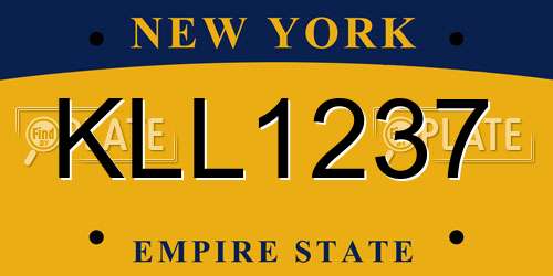 KLL1237 New York License Plate