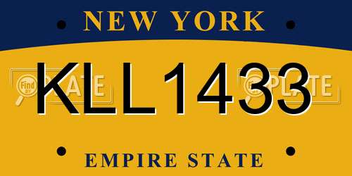 KLL1433 New York License Plate