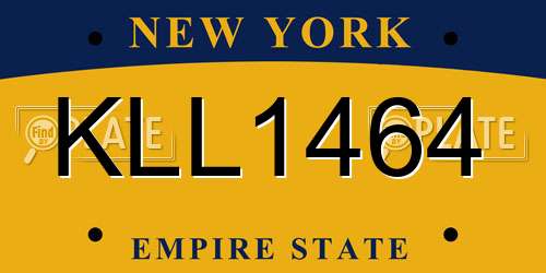 KLL1464 New York License Plate