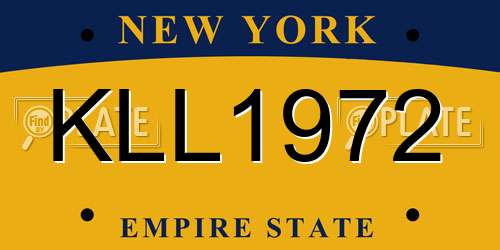 KLL1972 New York License Plate