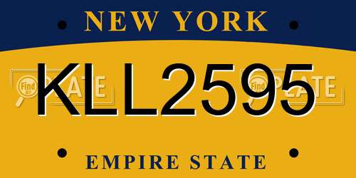 KLL2595 New York License Plate