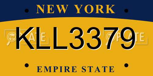 KLL3379 New York License Plate