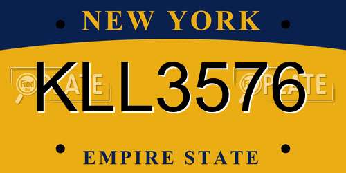 KLL3576 New York License Plate
