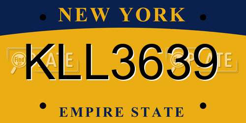 KLL3639 New York License Plate