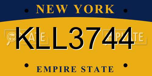 KLL3744 New York License Plate
