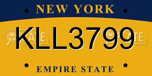 KLL3799 New York License Plate