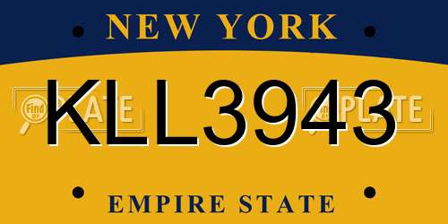 KLL3943 New York License Plate