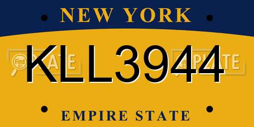 KLL3944 New York License Plate