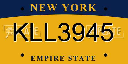 KLL3945 New York License Plate
