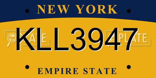 KLL3947 New York License Plate