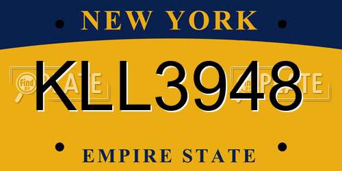 KLL3948 New York License Plate