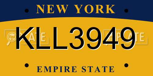 KLL3949 New York License Plate
