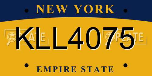 KLL4075 New York License Plate