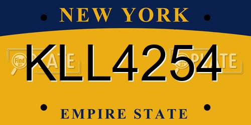 KLL4254 New York License Plate