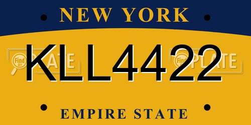 KLL4422 New York License Plate