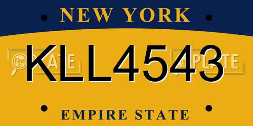 KLL4543 New York License Plate