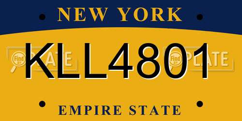 KLL4801 New York License Plate