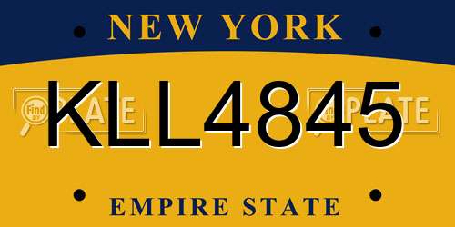 KLL4845 New York License Plate