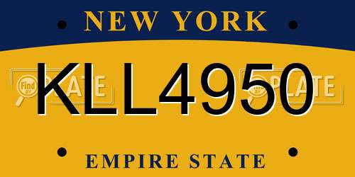 KLL4950 New York License Plate