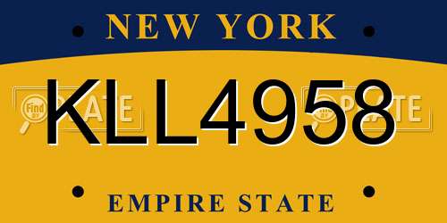KLL4958 New York License Plate
