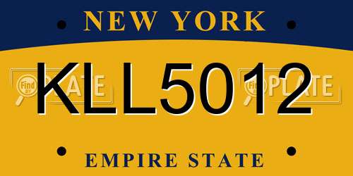 KLL5012 New York License Plate