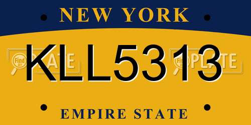 KLL5313 New York License Plate
