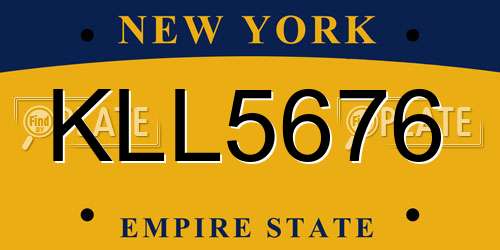 KLL5676 New York License Plate
