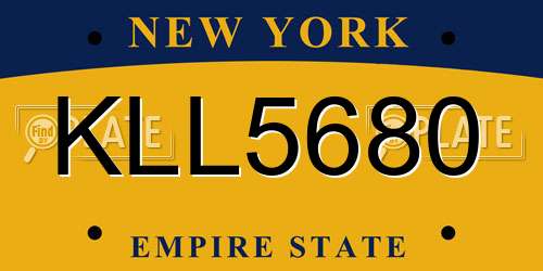 KLL5680 New York License Plate
