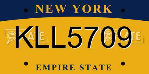 KLL5709 New York License Plate